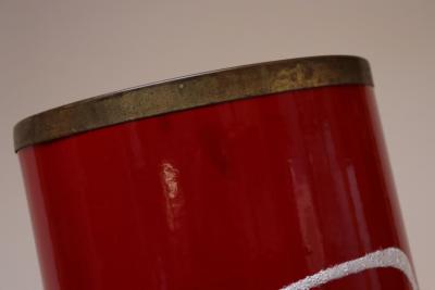 Italian Modernist Zodiac Red Umbrella Stand in Enamel and Brass by SIVA