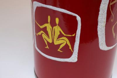 Italian Modernist Zodiac Red Umbrella Stand in Enamel and Brass by SIVA