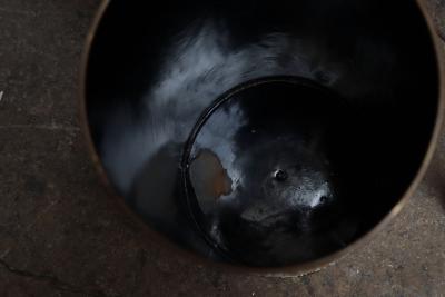 Italian Modernist Zodiac Red Umbrella Stand in Enamel and Brass by SIVA