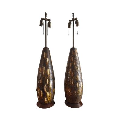 Italian Modernist pair of ceramic lamps