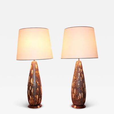 Italian Modernist pair of ceramic lamps