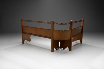 Italian Modular Bench with Upholstered Seats Italy ca 1950s