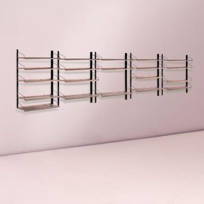 Italian Modular Wall Shelving System in Black Steel and Bronze 1970s