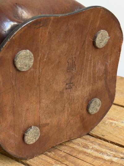 Italian Molded Leather and Copper Ashtray