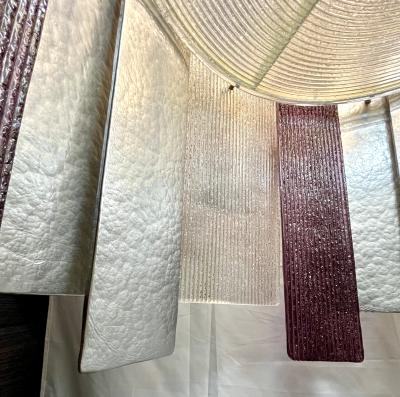 Italian Monumental Purple Gold Silver Smoked Murano Glass Brass Chandelier