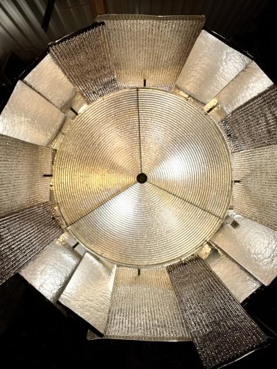 Italian Monumental Purple Gold Silver Smoked Murano Glass Brass Chandelier