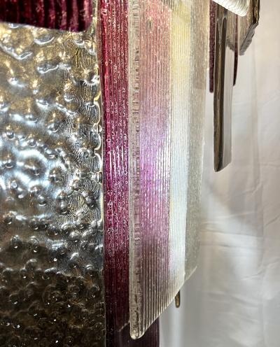 Italian Monumental Purple Gold Silver Smoked Murano Glass Brass Chandelier