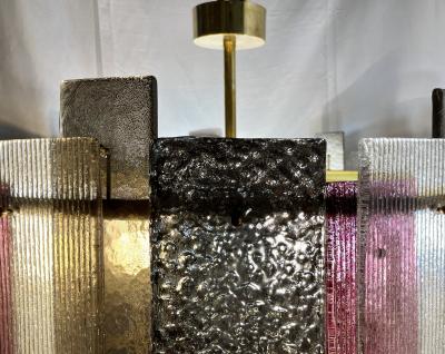 Italian Monumental Purple Gold Silver Smoked Murano Glass Brass Chandelier