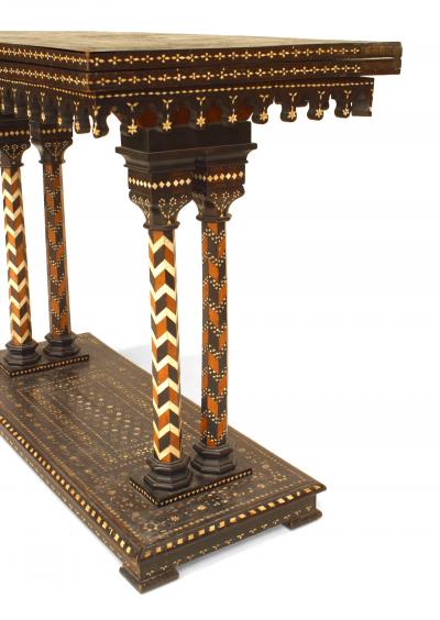 Italian Moorish Walnut Flip Top Console Table