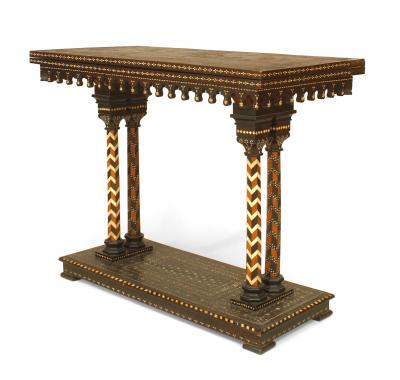Italian Moorish Walnut Flip Top Console Table