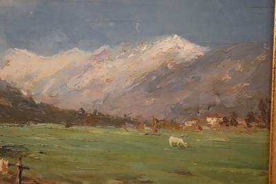 Italian Mountain Valley Oil Painting on Board Signed A Scocchera