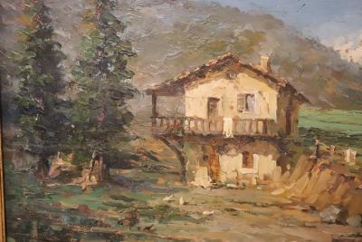 Italian Mountain Valley Oil Painting on Board Signed A Scocchera