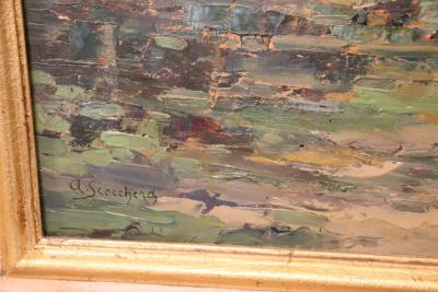 Italian Mountain Valley Oil Painting on Board Signed A Scocchera