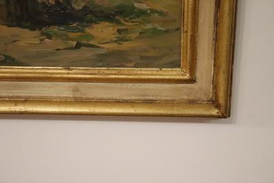 Italian Mountain Valley Oil Painting on Board Signed A Scocchera