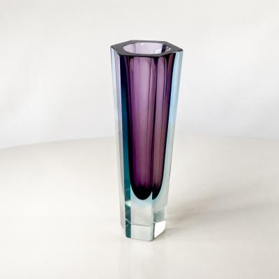 Italian Murano Faceted Sommerso Glass Vase 1960s 