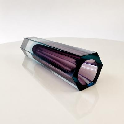 Italian Murano Faceted Sommerso Glass Vase 1960s 