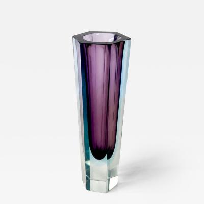 Italian Murano Faceted Sommerso Glass Vase 1960s 