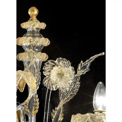Italian Murano Glass Ca Rezzonico Handcrafted Gold Floral Motif Design