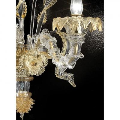 Italian Murano Glass Ca Rezzonico Handcrafted Gold Floral Motif Design