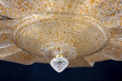 Italian Murano Glass Gold Leaves Modern Flush Mount or Ceiling Light