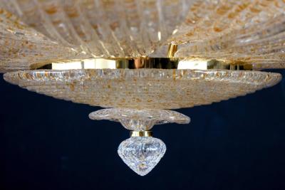 Italian Murano Glass Gold Leaves Modern Flush Mount or Ceiling Light