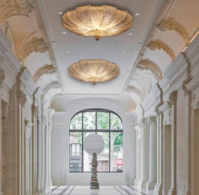 Italian Murano Glass Gold Leaves Modern Flush Mount or Ceiling Light