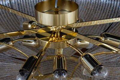 Italian Murano Glass Gold Leaves Modern Flush Mount or Ceiling Light