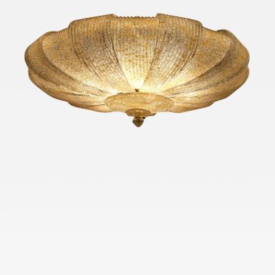 Italian Murano Glass Gold Leaves Modern Flush Mount or Ceiling Light