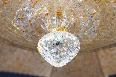 Italian Murano Glass Gold Leaves Modern Flushmount or Ceiling Light