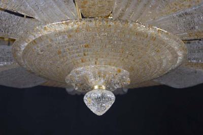 Italian Murano Glass Gold Leaves Modern Flushmount or Ceiling Light
