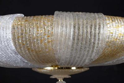 Italian Murano Glass Gold Leaves Modern Flushmount or Ceiling Light