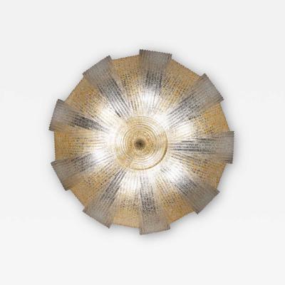 Italian Murano Glass Gold Leaves Modern Flushmount or Ceiling Light