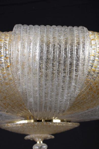 Italian Murano Glass Gold Leaves Modern Flushmount or Ceiling Light