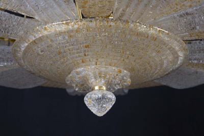 Italian Murano Glass Gold Leaves Modern Flushmount or Ceiling Light