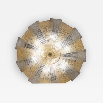 Italian Murano Glass Gold Leaves Modern Flushmount or Ceiling Light