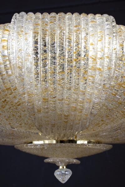 Italian Murano Glass Gold Leaves Modern Flushmount or Ceiling Light