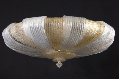 Italian Murano Glass Gold Leaves Modern Flushmount or Ceiling Light