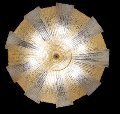 Italian Murano Glass Gold Leaves Modern Flushmount or Ceiling Light