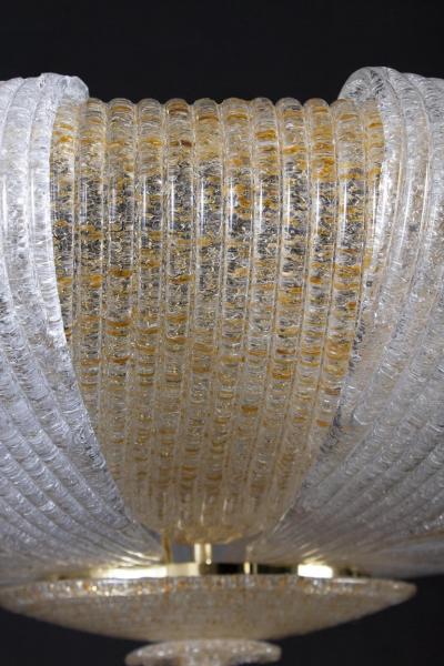 Italian Murano Glass Gold Leaves Modern Flushmount or Ceiling Light