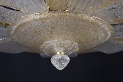Italian Murano Glass Gold Leaves Modern Flushmount or Ceiling Light