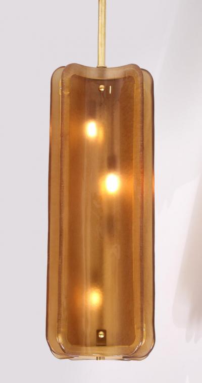 Italian Murano Glass Pendant Chandelier in Cognac Colored Glass and Brass