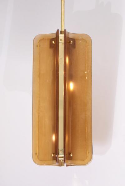 Italian Murano Glass Pendant Chandelier in Cognac Colored Glass and Brass