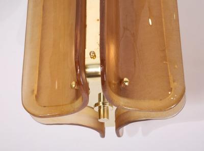 Italian Murano Glass Pendant Chandelier in Cognac Colored Glass and Brass