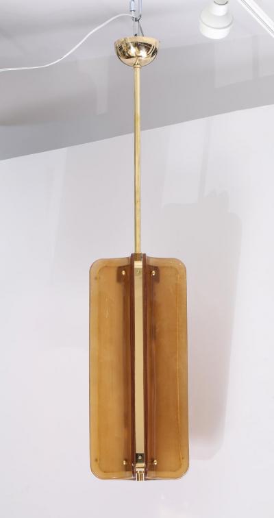 Italian Murano Glass Pendant Chandelier in Cognac Colored Glass and Brass