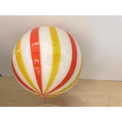 Italian Murano Glass Swirlings Sphere Flush Mount in 70s Style