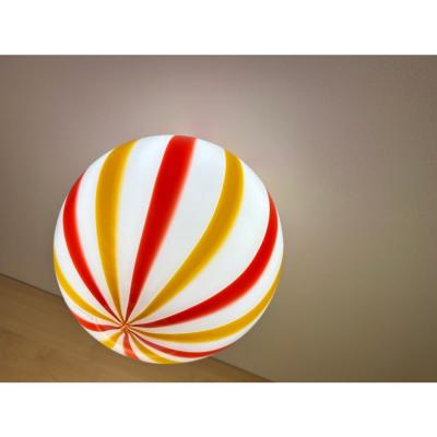 Italian Murano Glass Swirlings Sphere Flush Mount in 70s Style