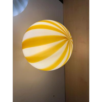 Italian Murano Glass Swirlings Sphere Flush Mount in 70s Style