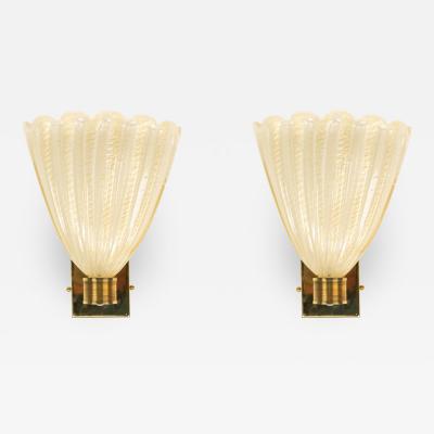 Italian Murano Gold Dusted Glass Wall Sconces