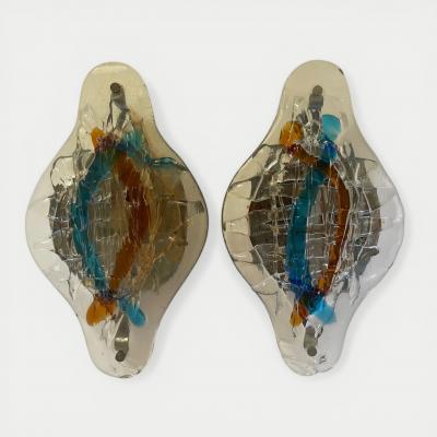 Italian Murano Mazzega Wall Sconces circa 1970