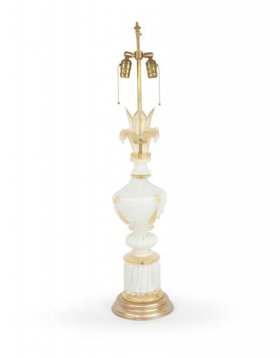 Italian Murano Neoclassic White Glass Table Lamps